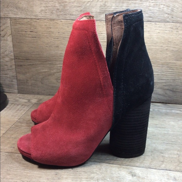Jeffrey Campbell Shoes - .Jeffery Campbell Oath Suede Black Red Peep Toe Booties Size 7M